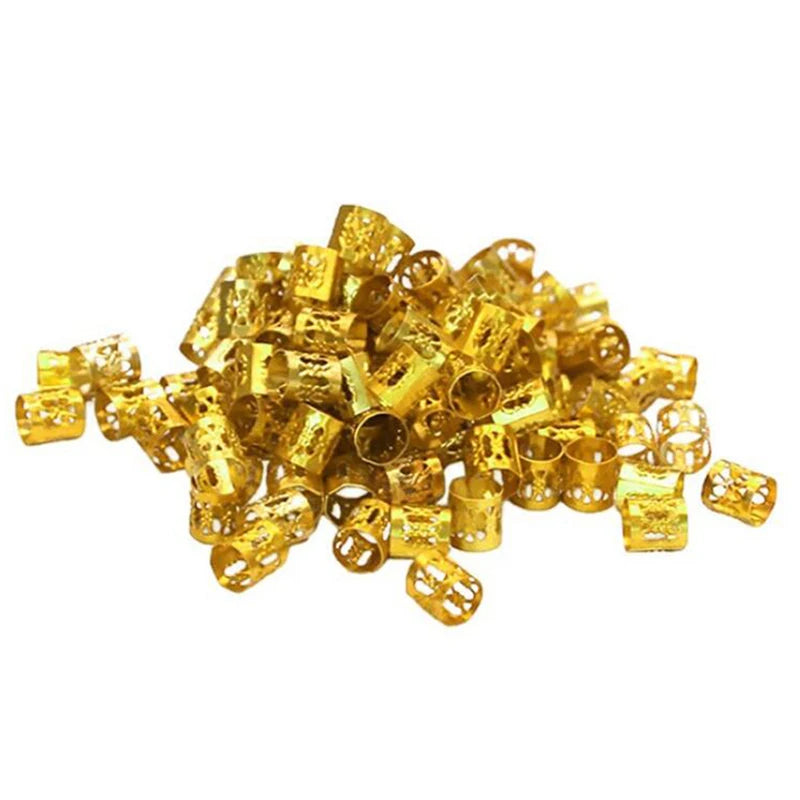 50-180pc/Set Metal African Hair Rings Beads Cuffs Tubes Charms Dreadlock Dread Hair Braids Jewelry Decoration Braids Accessories