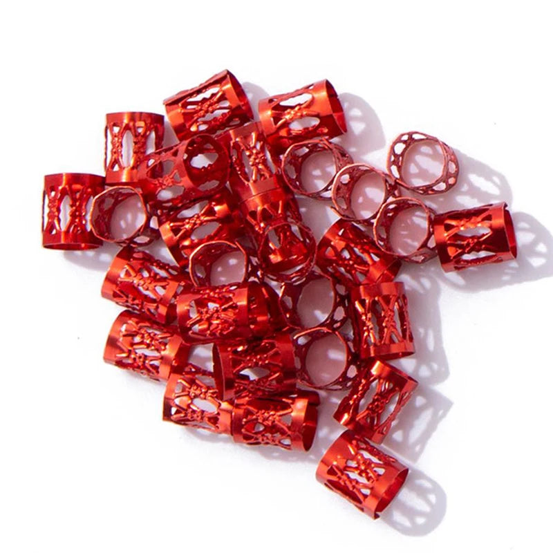 50-180pc/Set Metal African Hair Rings Beads Cuffs Tubes Charms Dreadlock Dread Hair Braids Jewelry Decoration Braids Accessories
