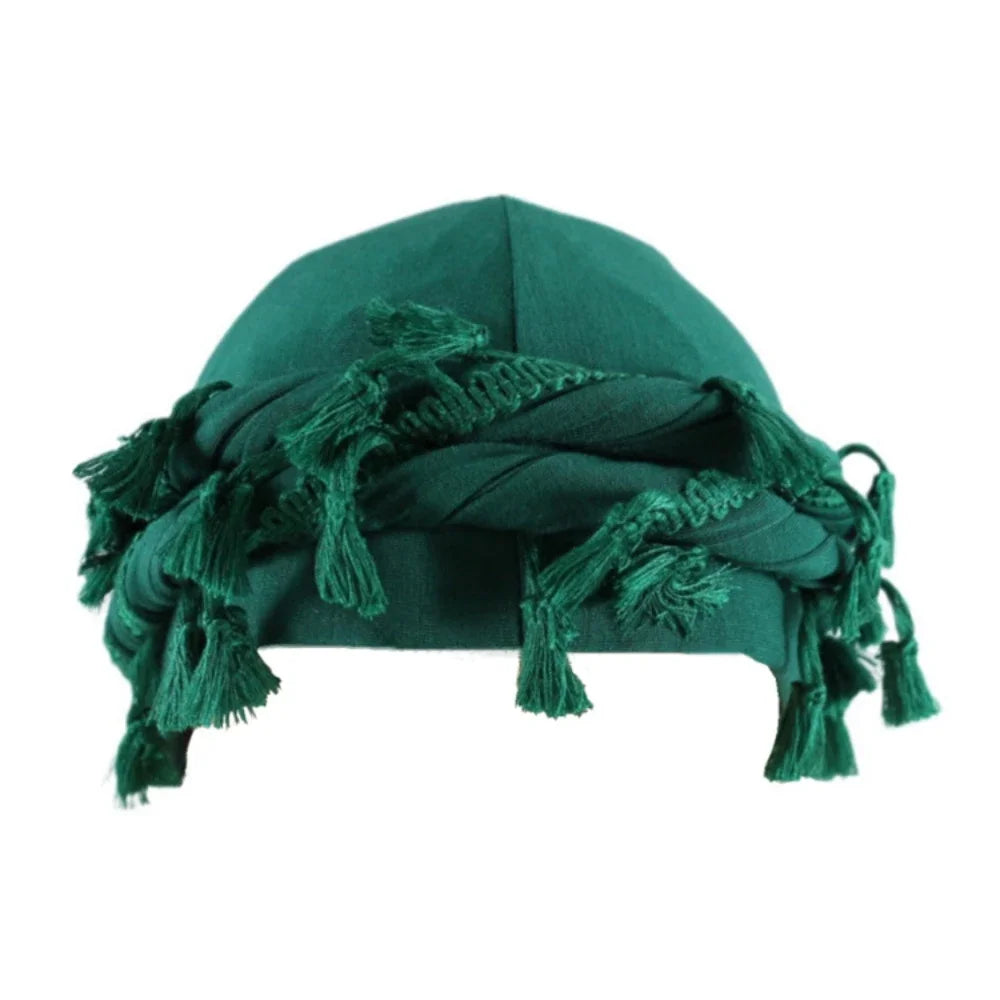 Babalet Halo Turban for Men Women Satin Lined Durag Head Wraps Skull Cap Pre-Tied Tassels Braid Beanie Vintage Twist Bonnet