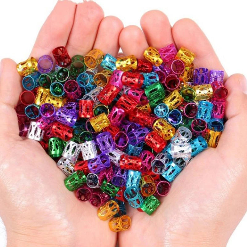 50-180pc/Set Metal African Hair Rings Beads Cuffs Tubes Charms Dreadlock Dread Hair Braids Jewelry Decoration Braids Accessories