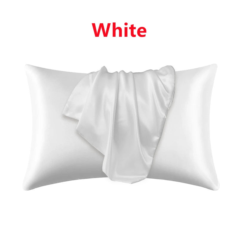 New 2/1PC Nordic Pure Emulation Silk Pillowcase White Black Grey Decorative Pillow Covers Luxury Comfortable Home Bedding Cases