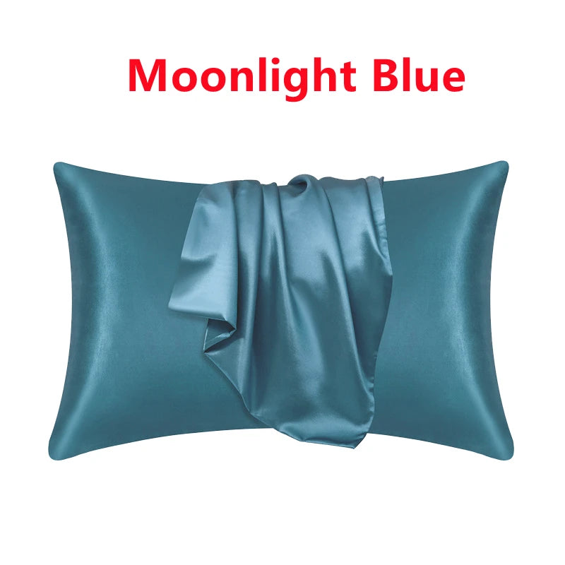 New 2/1PC Nordic Pure Emulation Silk Pillowcase White Black Grey Decorative Pillow Covers Luxury Comfortable Home Bedding Cases