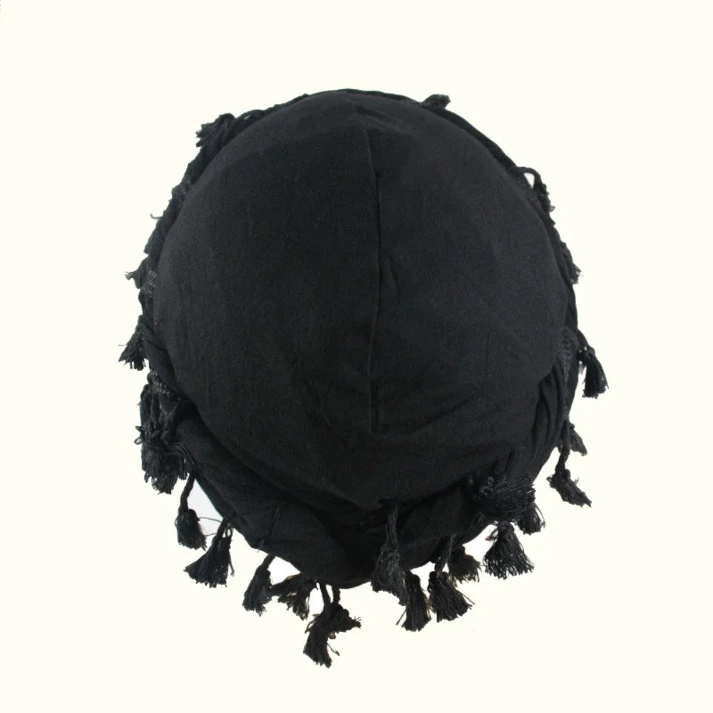 Babalet Halo Turban for Men Women Satin Lined Durag Head Wraps Skull Cap Pre-Tied Tassels Braid Beanie Vintage Twist Bonnet