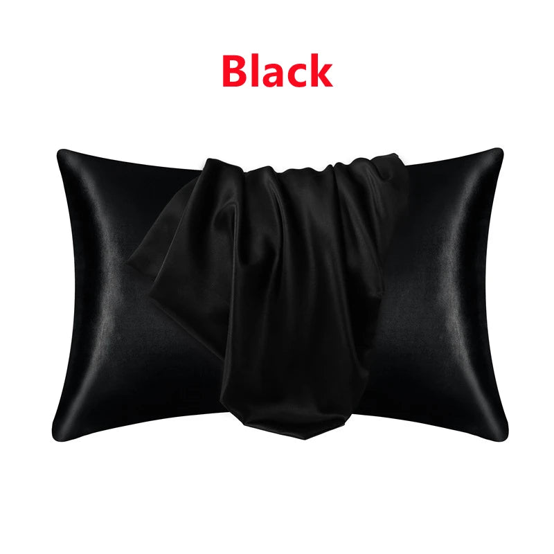 New 2/1PC Nordic Pure Emulation Silk Pillowcase White Black Grey Decorative Pillow Covers Luxury Comfortable Home Bedding Cases