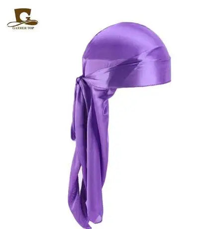 Durag Long Tail Silky Scarf Muslim Doo Rag Pirate Hat Durag Chemo Caps Skull Hat Turban hair band Bandanas 18 colors for Choose